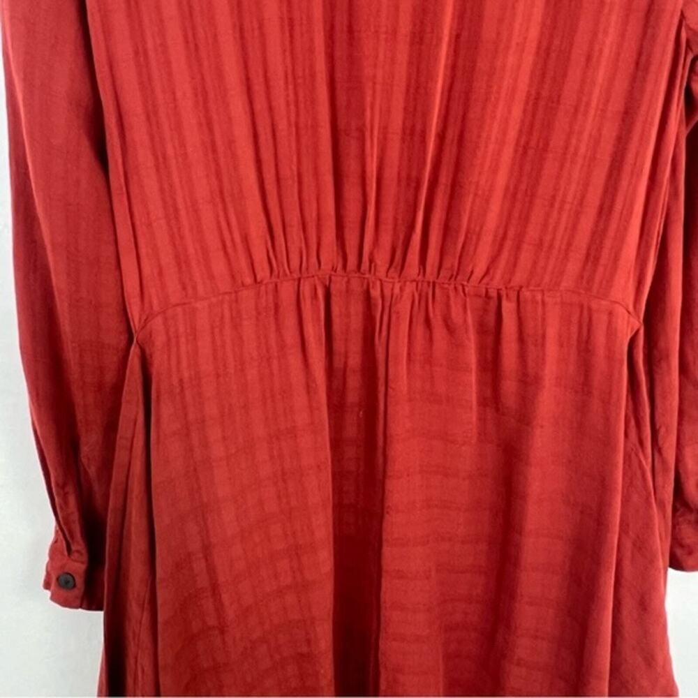Anthropologie Rust Red Button-Front Mini Dress - Picture 8 of 16